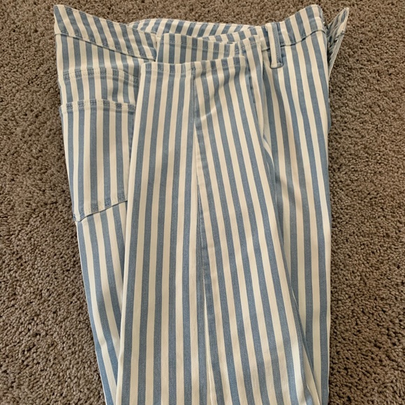 Blue & White Striped High Waist Skinny Jeans - Picture 3 of 10